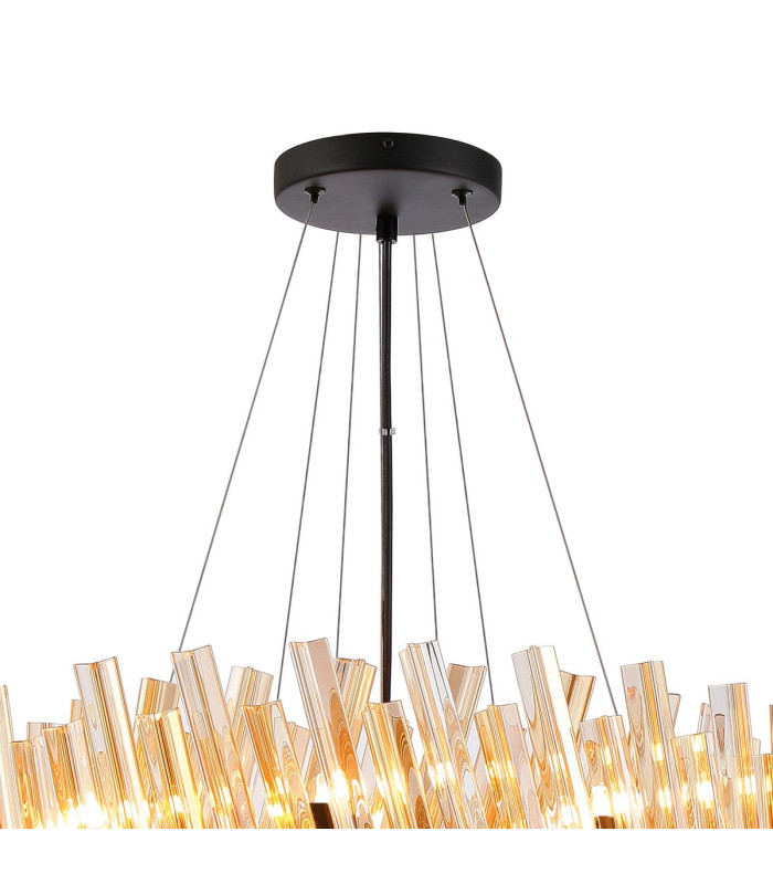 Lysander 3 Tier 25cm + 40cm + 60cm Pendant 6 + 10 + 18 Light G9 Satin Black/Amber Item Weight: 34kg-7