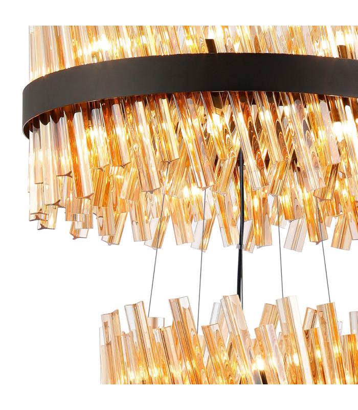 Lysander 3 Tier 25cm + 40cm + 60cm Pendant 6 + 10 + 18 Light G9 Satin Black/Amber Item Weight: 34kg-8