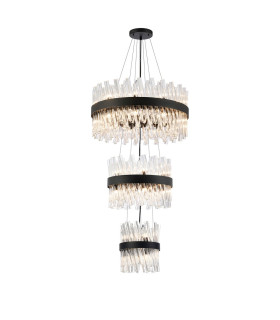 Lysander 3 Tier 25cm + 40cm + 60cm Pendant 6 + 10 + 18 Light G9 Satin Black/Clear Item Weight: 34kg-1