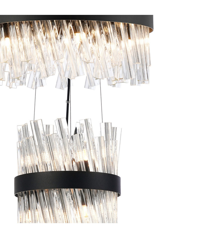 Lysander 3 Tier 25cm + 40cm + 60cm Pendant 6 + 10 + 18 Light G9 Satin Black/Clear Item Weight: 34kg-6