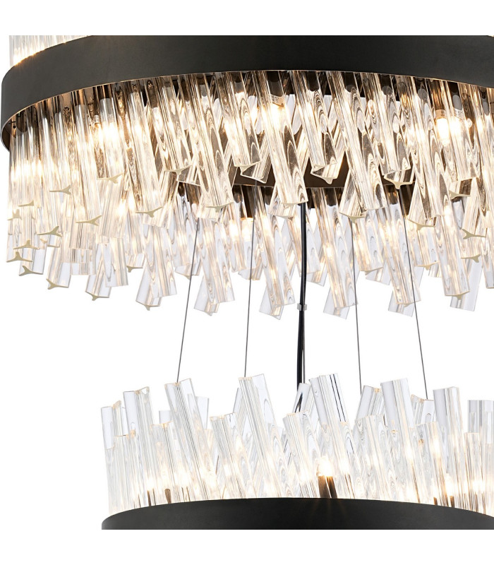 Lysander 3 Tier 25cm + 40cm + 60cm Pendant 6 + 10 + 18 Light G9 Satin Black/Clear Item Weight: 34kg-8