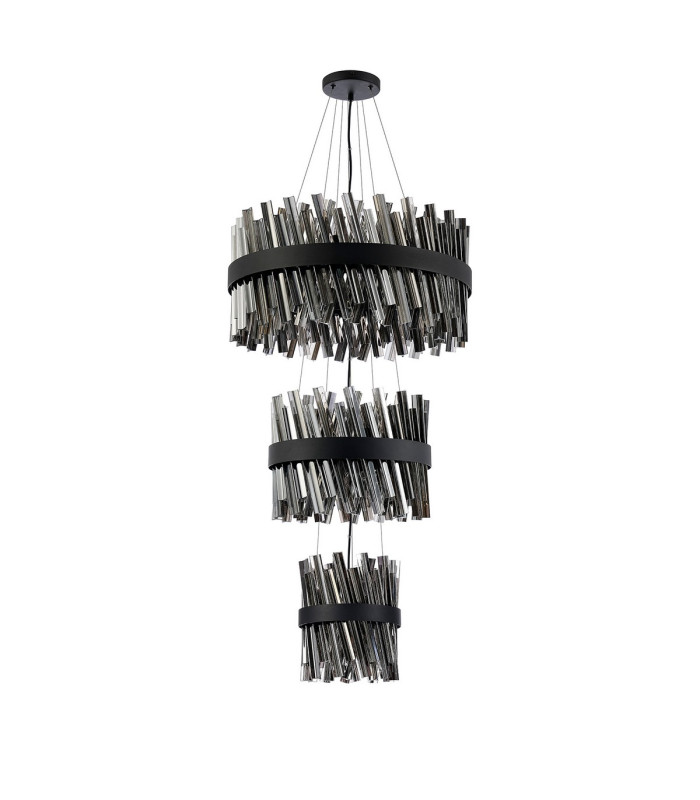 Lysander 3 Tier 25cm + 40cm + 60cm Pendant 6 + 10 + 18 Light G9 Satin Black/Smoke Item Weight: 34kg-4