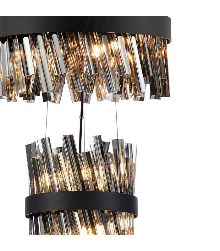 Lysander 3 Tier 25cm + 40cm + 60cm Pendant 6 + 10 + 18 Light G9 Satin Black/Smoke Item Weight: 34kg-6