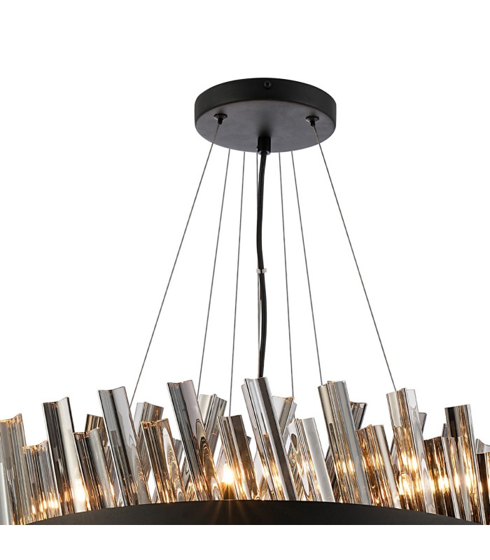 Lysander 3 Tier 25cm + 40cm + 60cm Pendant 6 + 10 + 18 Light G9 Satin Black/Smoke Item Weight: 34kg-7