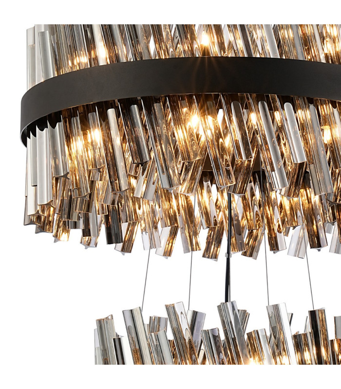 Lysander 3 Tier 25cm + 40cm + 60cm Pendant 6 + 10 + 18 Light G9 Satin Black/Smoke Item Weight: 34kg-8