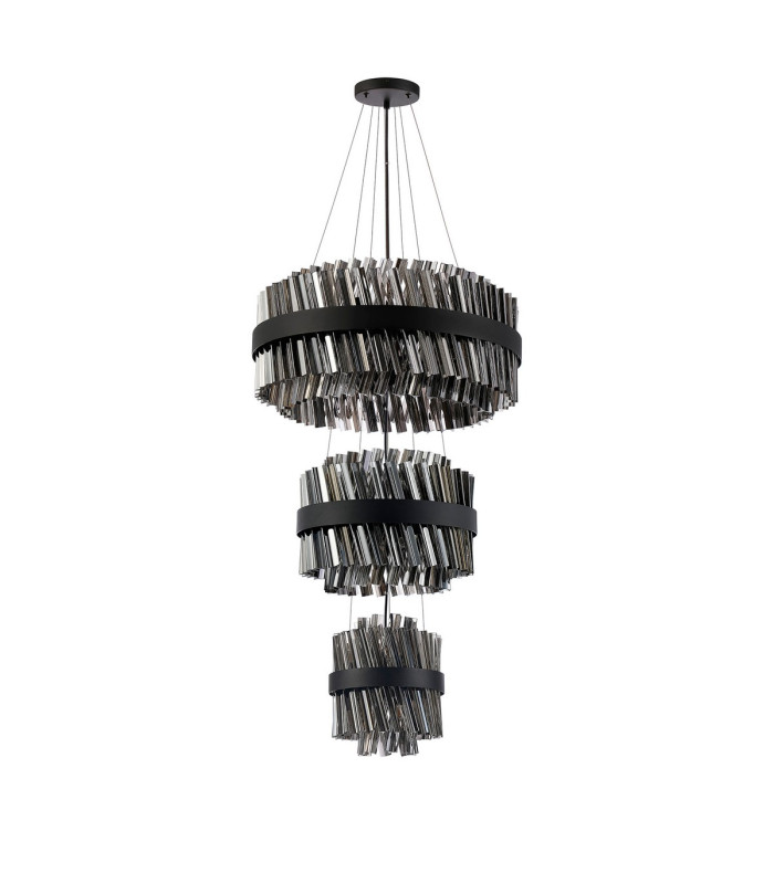Lysander 3 Tier 25cm + 40cm + 60cm Pendant 6 + 10 + 18 Light G9 Satin Black/Smoke Item Weight: 34kg-9