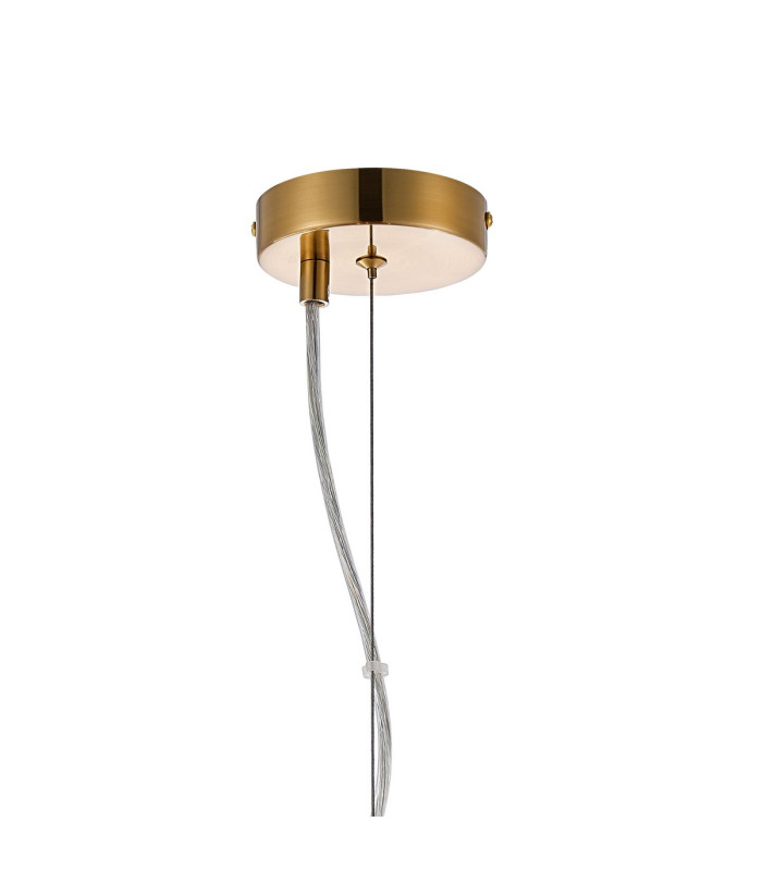 Lysander Pendant Round 25cm 6 Light G9 Brass / Amber Sculpted Glass-7