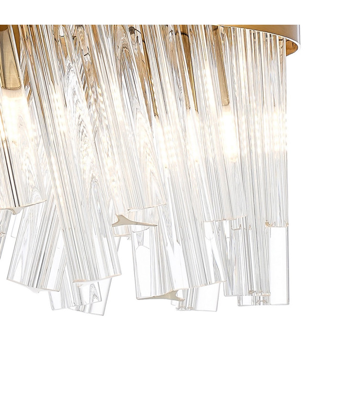 Lysander Pendant Round 25cm 6 Light G9 Brass / Clear Sculpted Glass-6
