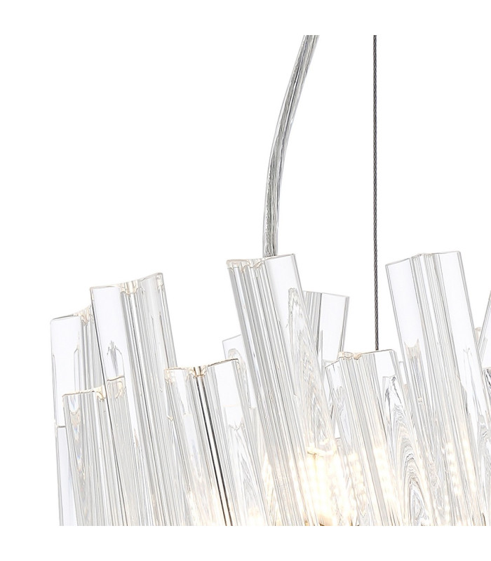 Lysander Pendant Round 25cm 6 Light G9 Brass / Clear Sculpted Glass-8