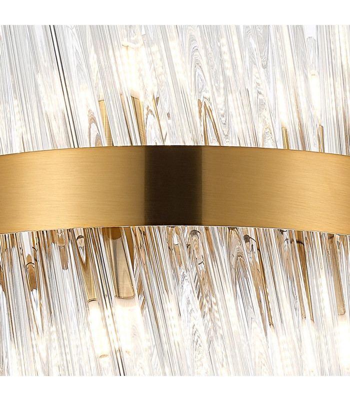 Lysander Pendant Round 25cm 6 Light G9 Brass / Clear Sculpted Glass-9
