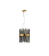 Lysander Pendant Round 25cm 6 Light G9 Brass / Smoke Sculpted Glass-4