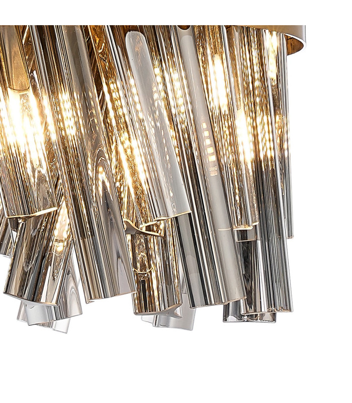 Lysander Pendant Round 25cm 6 Light G9 Brass / Smoke Sculpted Glass-6
