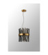 Lysander Pendant Round 25cm 6 Light G9 Brass / Smoke Sculpted Glass-11
