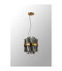 Lysander Pendant Round 25cm 6 Light G9 Brass / Smoke Sculpted Glass-13