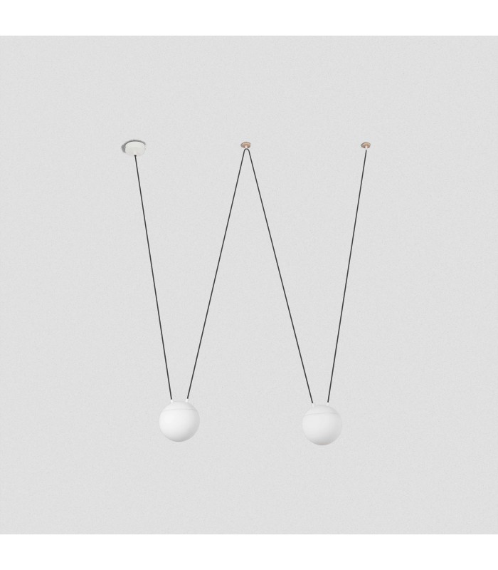 2 Light White Suspension Pendant, E27 - 1