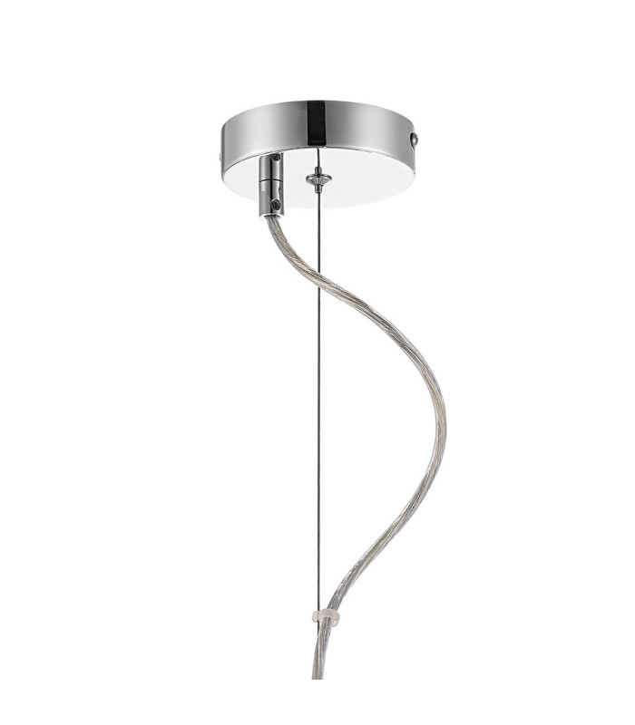 Lysander Pendant Round 25cm 6 Light G9 Polished Nickel / Amber Sculpted Glass-7