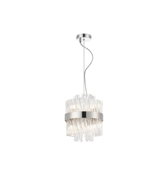 Lysander Pendant Round 25cm 6 Light G9 Polished Nickel/Clear Sculpted Glass-5