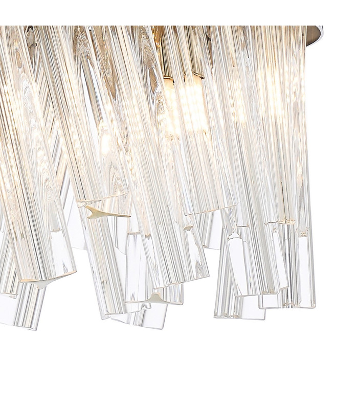 Lysander Pendant Round 25cm 6 Light G9 Polished Nickel/Clear Sculpted Glass-6