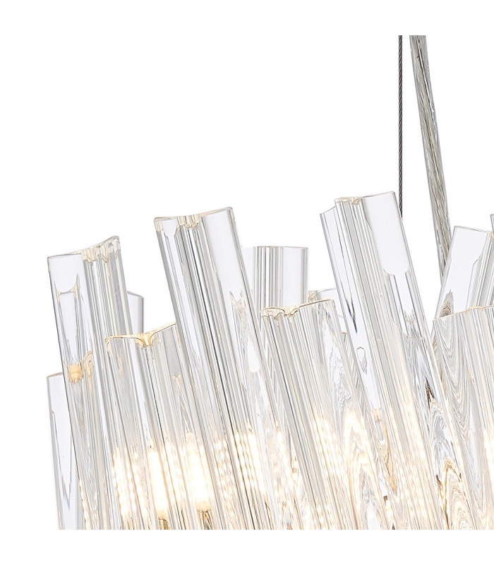 Lysander Pendant Round 25cm 6 Light G9 Polished Nickel/Clear Sculpted Glass-8