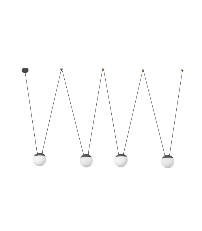 4 Light Grey Suspension Pendant, E27 - 1