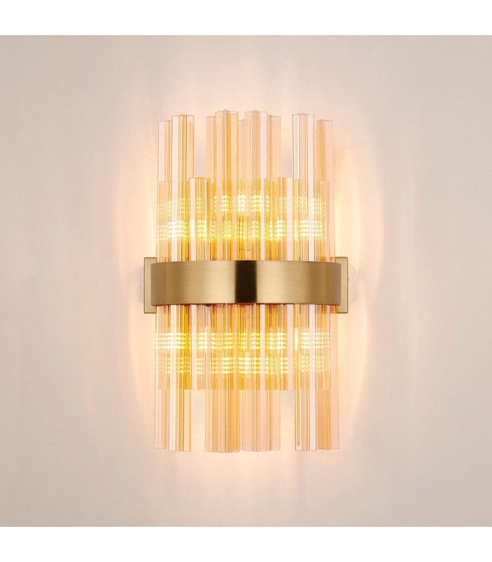 Lysander 6 Light G9 Wall Light Brass / Amber-3