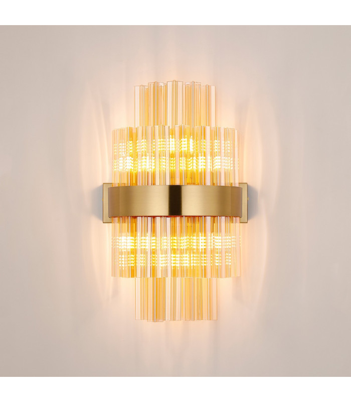Lysander 6 Light G9 Wall Light Brass / Amber-10