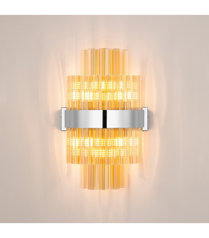 Lysander 6 Light G9 Wall Light Polished Nickel / Amber-10