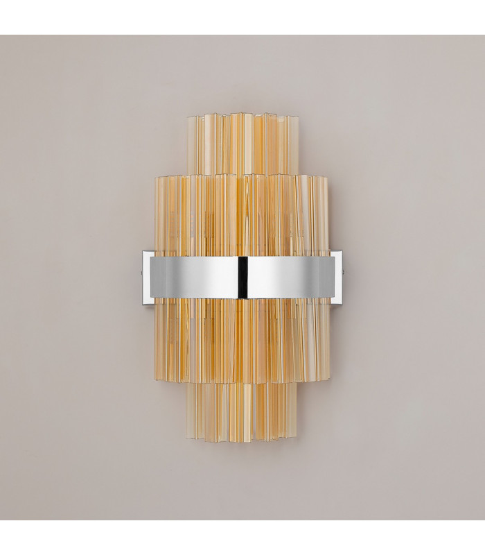 Lysander 6 Light G9 Wall Light Polished Nickel / Amber-11