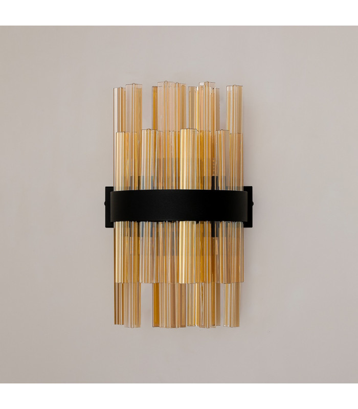 Lysander 6 Light G9 Wall Light Satin Black / Amber-9