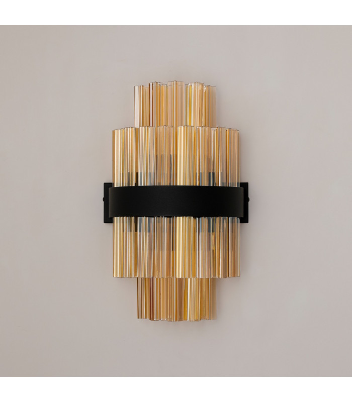 Lysander 6 Light G9 Wall Light Satin Black / Amber-11