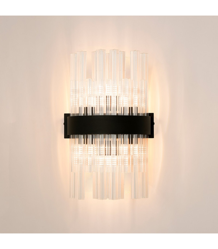 Lysander 6 Light G9 Wall Light Satin Black / Clear-9
