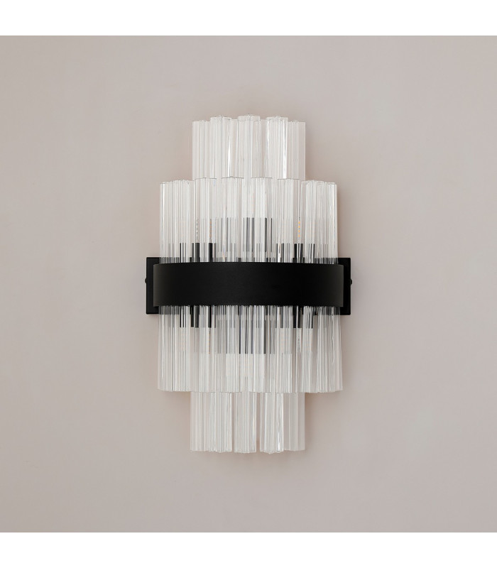 Lysander 6 Light G9 Wall Light Satin Black / Clear-11