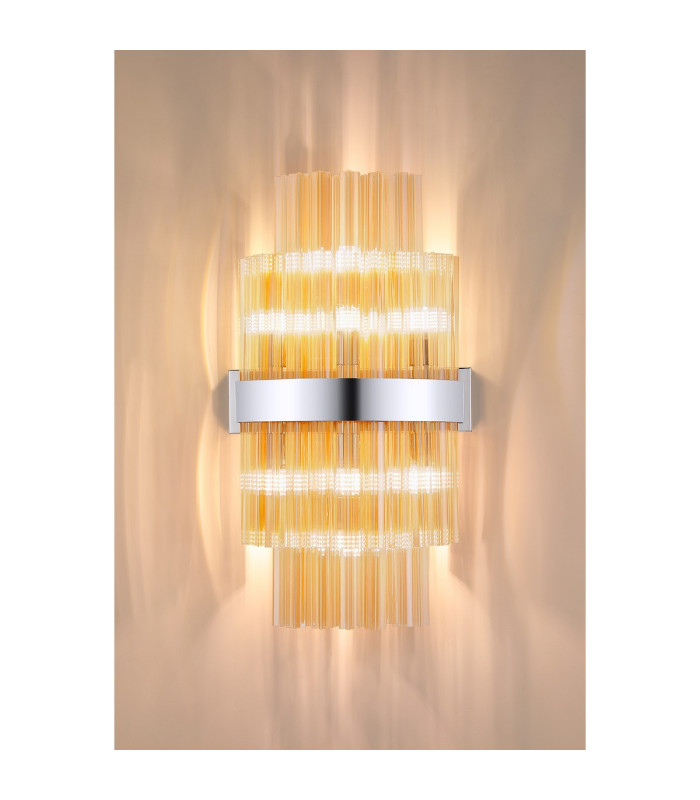 Lysander 8 Light G9 Wall Light Polished Nickel / Amber-10