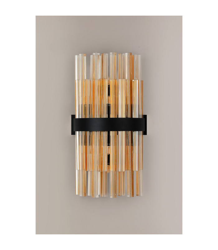 Lysander 8 Light G9 Wall Light Satin Black / Amber-9