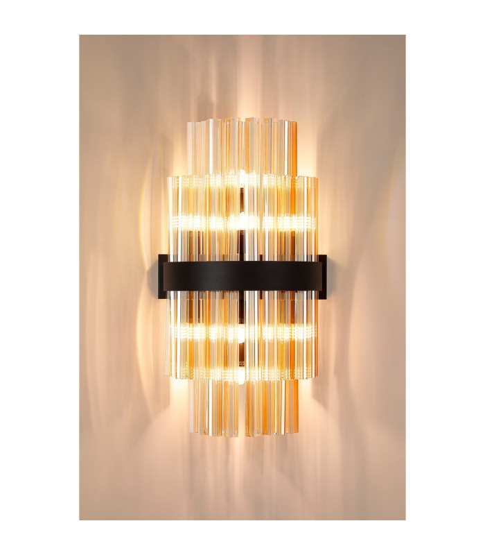 Lysander 8 Light G9 Wall Light Satin Black / Amber-10