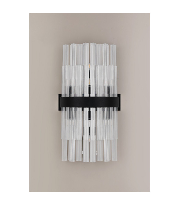 Lysander 8 Light G9 Wall Light Satin Black / Clear-9