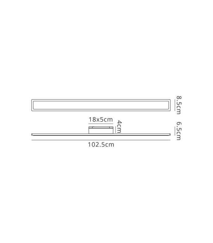 Marlow 1m Rectangle Wall Lamp 1 x 22W LED 3000K 2066lm IP65 Black -2
