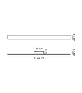 Marlow 1.4m Rectangle Wall Lamp 1 x 32W LED 3000K 3600lm IP65 Black -2