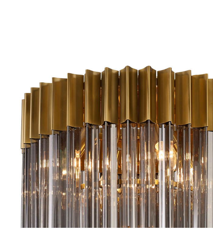 Poland 45cm Flush Ceiling Round 5 Light E14 Brass/Smoked Sculpted Glass-5