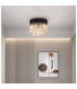 Poland 45cm Flush Ceiling Round 5 Light E14 Matt Black/Cognac Sculpted Glass-4