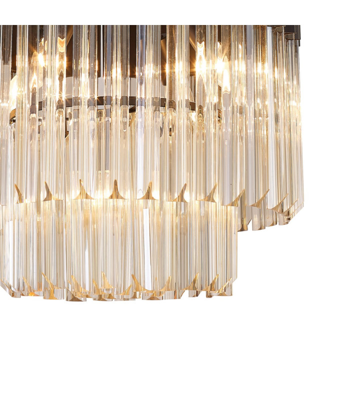 Poland 45cm Flush Ceiling Round 5 Light E14 Matt Black/Cognac Sculpted Glass-7