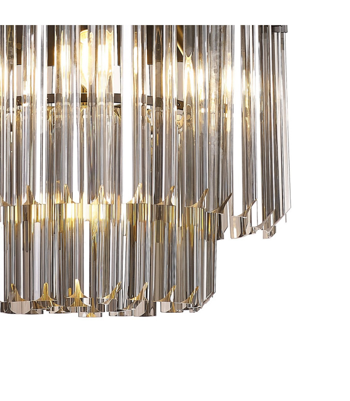 Poland 45cm Flush Ceiling Round 5 Light E14 Matt Black/Smoked Sculpted Glass-6