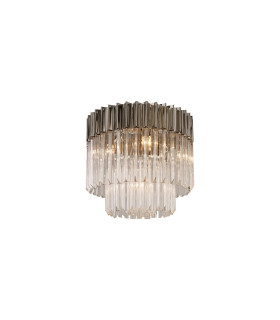 Poland 45cm Flush Ceiling Round 5 Light E14 Polished Nickel/Clear Sculpted Glass-1