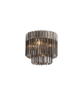 Poland 45cm Flush Ceiling Round 5 Light E14 Polished Nickel/Smoked Sculpted Glass-1