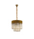 Poland 45cm Pendant Round 5 Light E14 Brass/Cognac Sculpted Glass-4