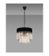 Poland 45cm Pendant Round 5 Light E14 Matt Black/Clear Sculpted Glass-3