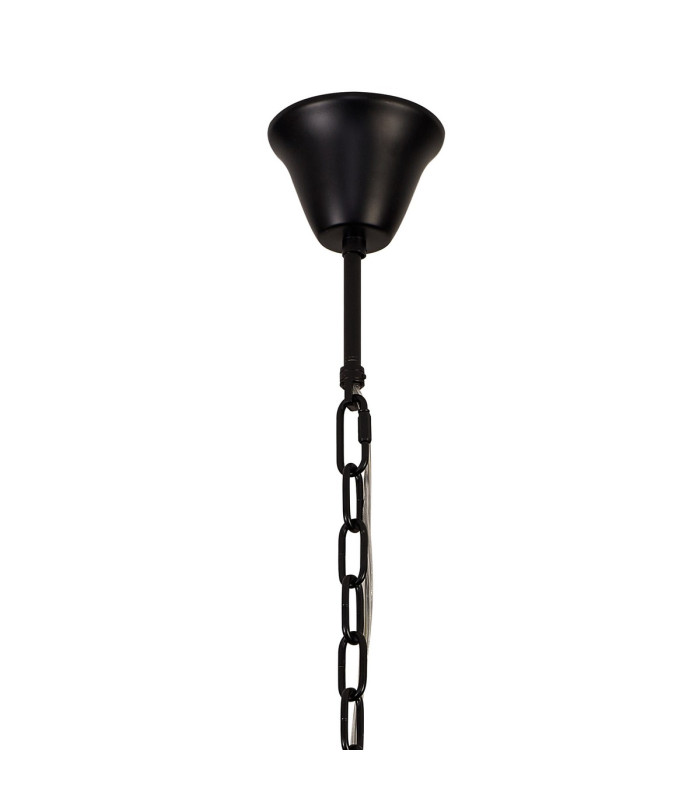 Poland 45cm Pendant Round 5 Light E14 Matt Black/Clear Sculpted Glass-5