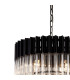 Poland 45cm Pendant Round 5 Light E14 Matt Black/Clear Sculpted Glass-6