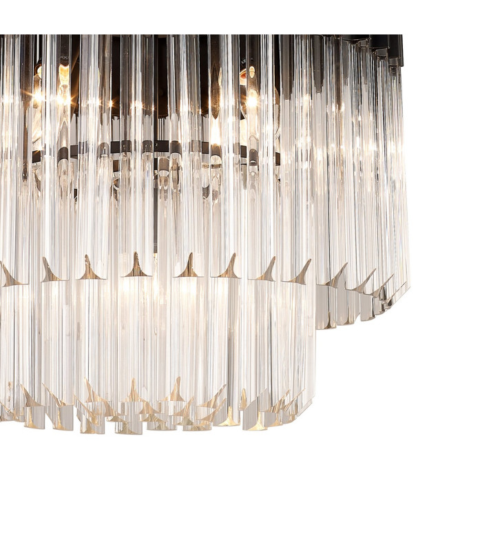 Poland 45cm Pendant Round 5 Light E14 Matt Black/Clear Sculpted Glass-7