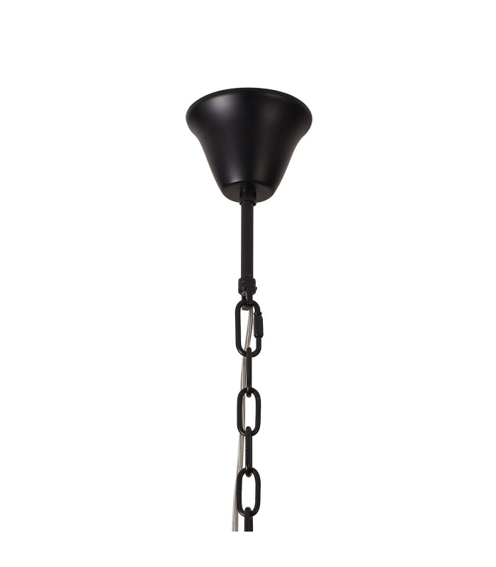 Poland 45cm Pendant Round 5 Light E14 Matt Black/Cognac Sculpted Glass-5